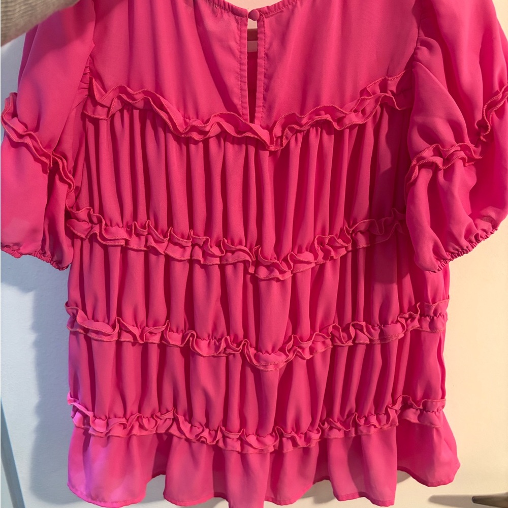 ANDREE BY UNIT Fuchsia Ruffled Blouse - Picture 3 of 4
